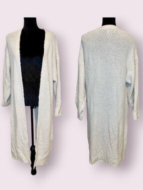 UO Urban Outfitters Longline Cardigan Sweater Duster Open Front Cream Small